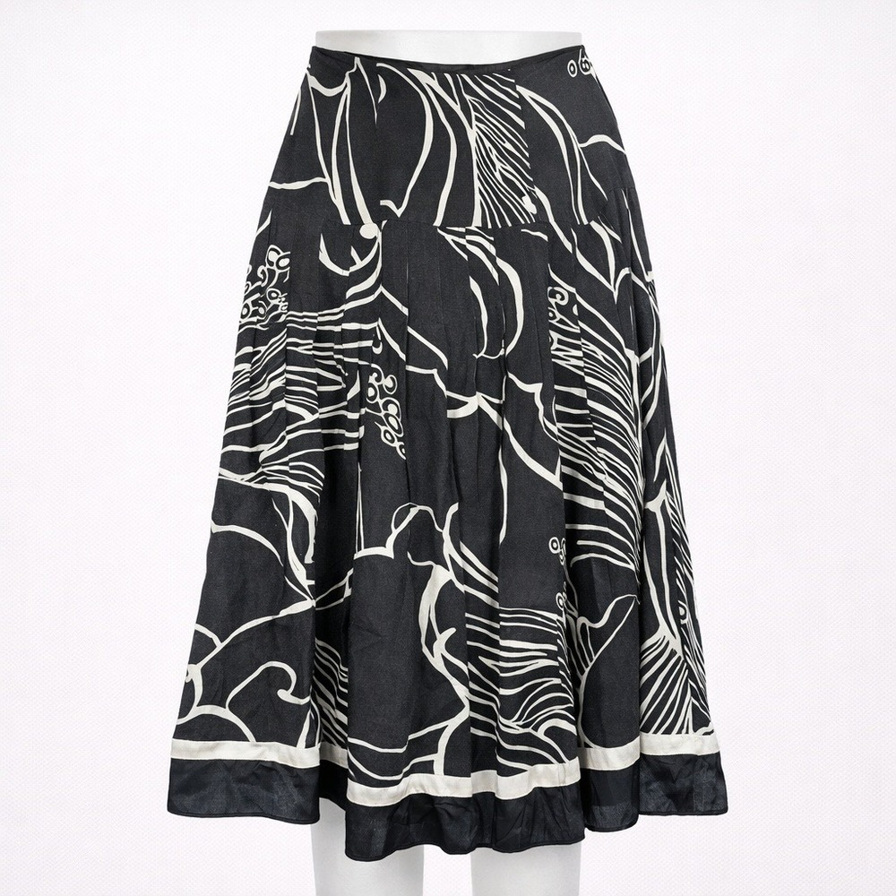 Vintage Abstract Whimsigoth Midi Skirt Size 8 Black White Fairy Grunge Whimsical